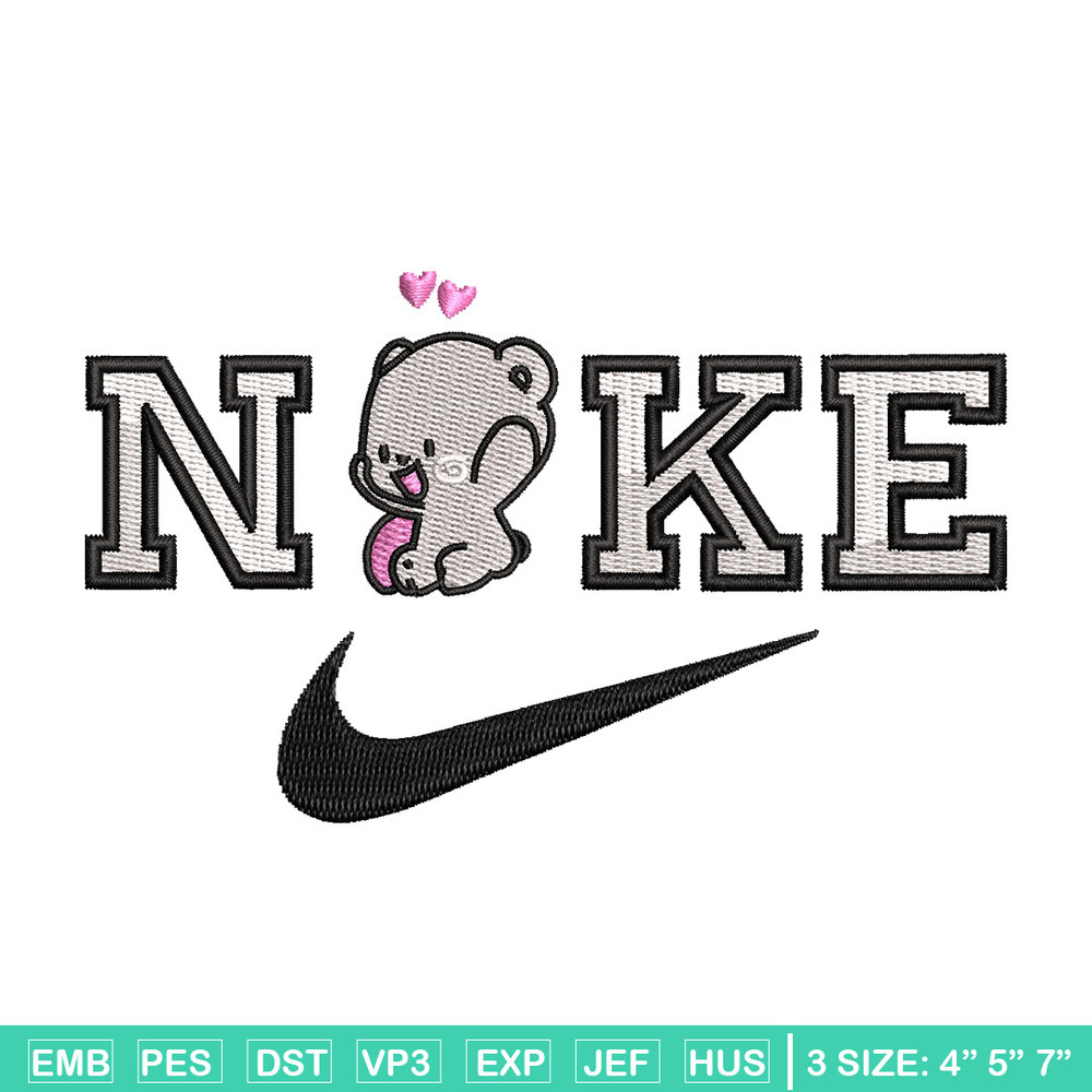 Nike x bear cute embroidery design, Bear embroidery, Nike design, Embroidery shirt, Embroidery file, Digital download.jpg