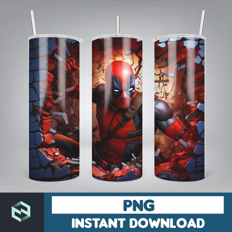 Cartoon and super hero Tumbler Wrap Png, 3D Tumbler Design Skinny Sublimation, Digital Download (43).jpg