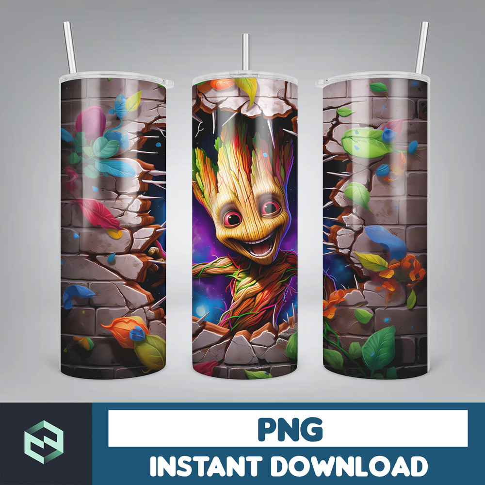 Cartoon and super hero Tumbler Wrap Png, 3D Tumbler Design Skinny Sublimation, Digital Download (50).jpg