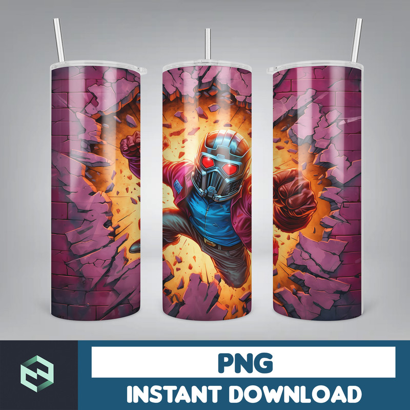 Cartoon and super hero Tumbler Wrap Png, 3D Tumbler Design Skinny Sublimation, Digital Download (76).jpg