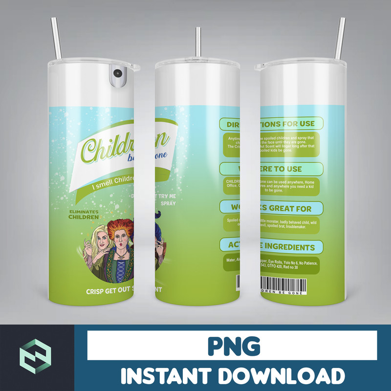 Children Be Gone Tumbler, Hocus Pocus Tumbler Design 20 oz Skinny Halloween Tumbler Wrap Sublimation Design PNG, Instant Download (3).jpg
