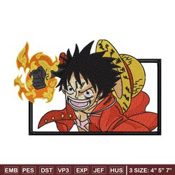 Luffy fire embroidery design, One piece embroidery, Anime design, Embroidery shirt, Embroidery file, Digital download