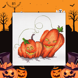 Halloween Pumpkin-O-lanterns in Cross Stitch Pattern