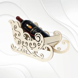 Christmas sleigh, gift wine holder, laser cutting svg dxf design. Laser cut template. Cutting file, Laser files.