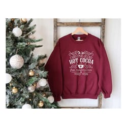 christmas hot cocoa sweat, christmas sweatshirt, winter holiday sweatshirt, xmas hoodie, cute christmas outfit