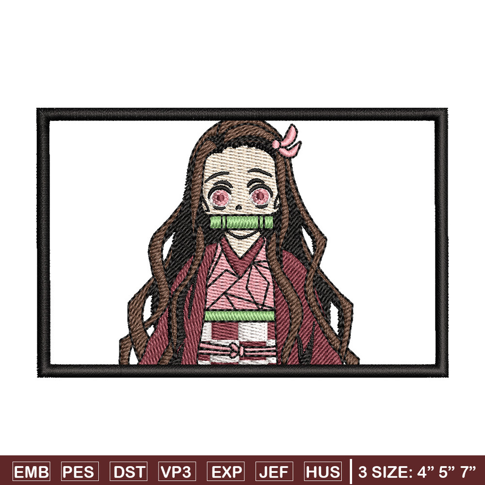 Nezuko rectangle embroidery design, Neuzko embroidery, Anime design, Embroidery shirt, Embroidery file, Digital download.jpg