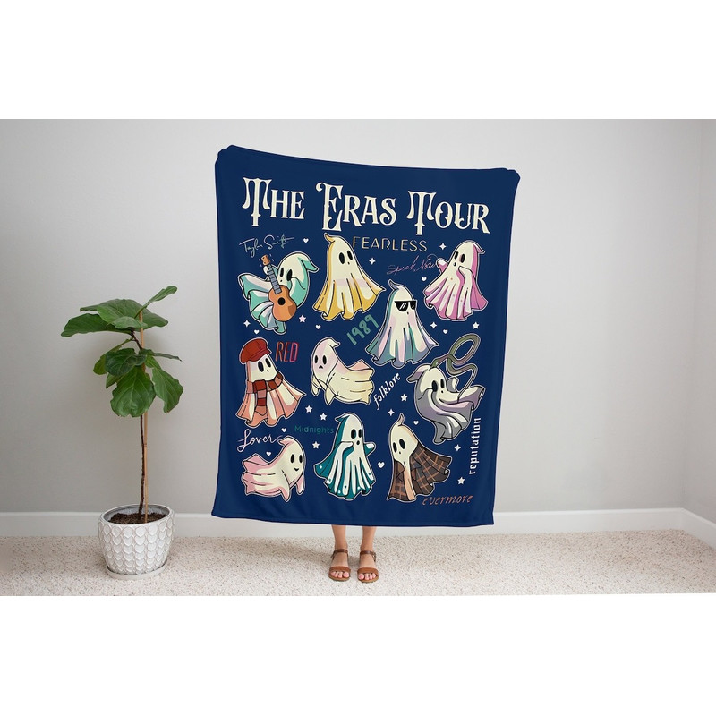 Custom Halloween Ghost Swiftie Blanket, Swiftie Blanket, The Eras Tour, Fan Concert Blanket, Gift for Her, Personalized Gift, Christmas Gift.jpg