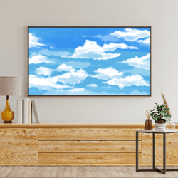 Samsung frame tv art Blue sky TV wall art Abstract modern wall art Digital Art