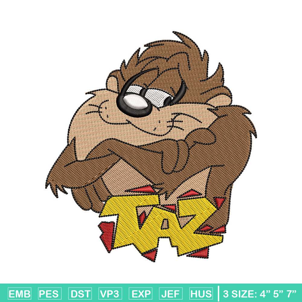 Taz embroidery design, Taz embroidery, Emb design, Embroidery shirt, Embroidery file, Digital download.jpg
