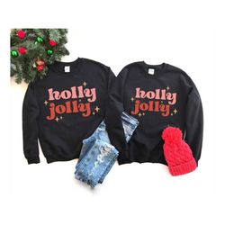 holly jolly sweatshirt, christmas crewneck, christmas party sweat, christmas women hoodie, xmas sweater