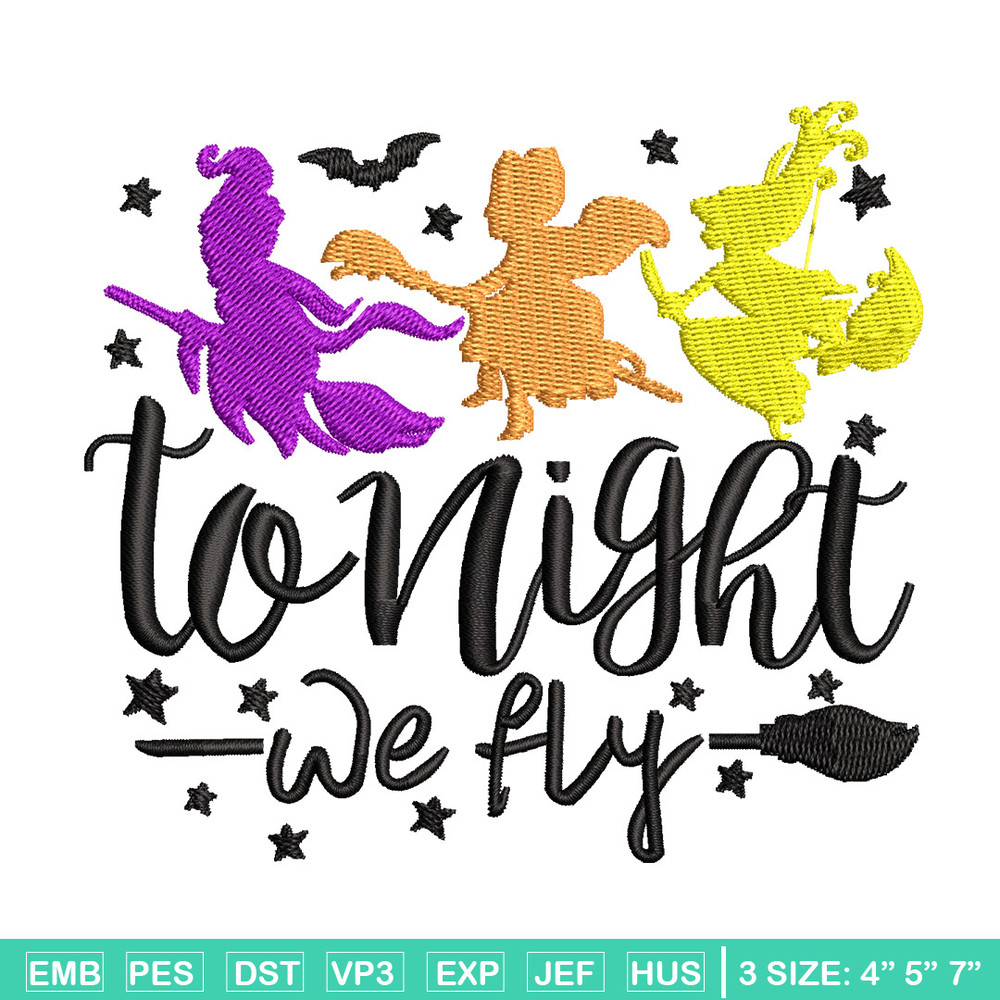 To night we fly embroidery design, Halloween embroidery, Emb design, Embroidery shirt, Embroidery file, Digital download.jpg
