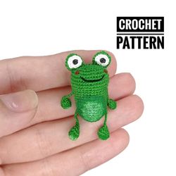 PDF crochet pattern little frog. Crochet miniature pattern. Little frog toy pattern. DIY cute toy. Pattern amigurumi