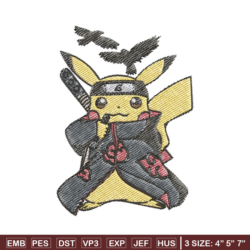 Pikachu itachi embroidery design, Pokemon embroidery, Anime design, Embroidery file, Digital download, Embroidery shirt.jpg
