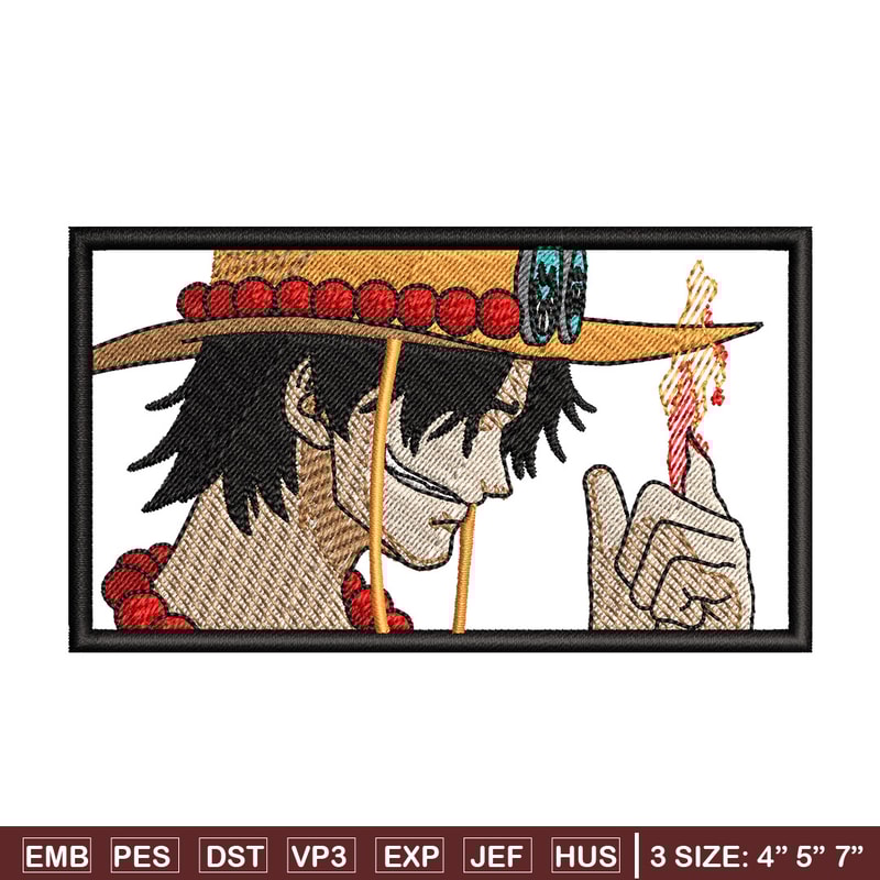 Portgas d ace embroidery design, One piece embroidery, Embroidery shirt, Embroidery file, Anime design, Digital download.jpg