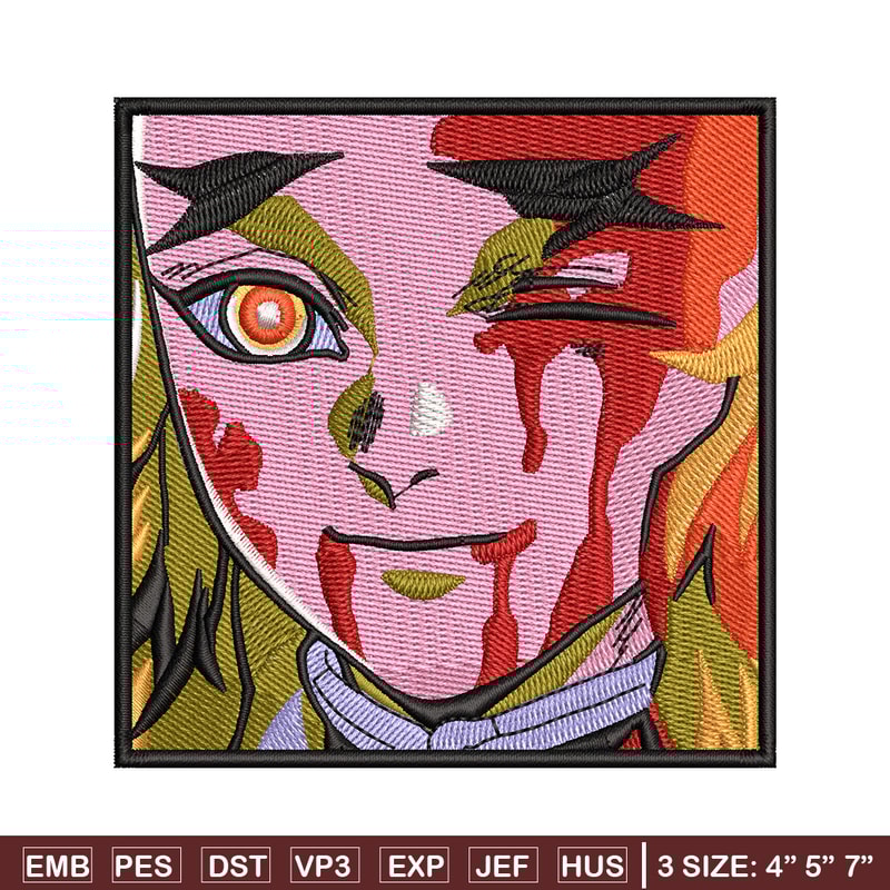 Rengoku face embroidery design, Rengoku embroidery, Anime design, Embroidery shirt, Embroidery file, Digital download.jpg