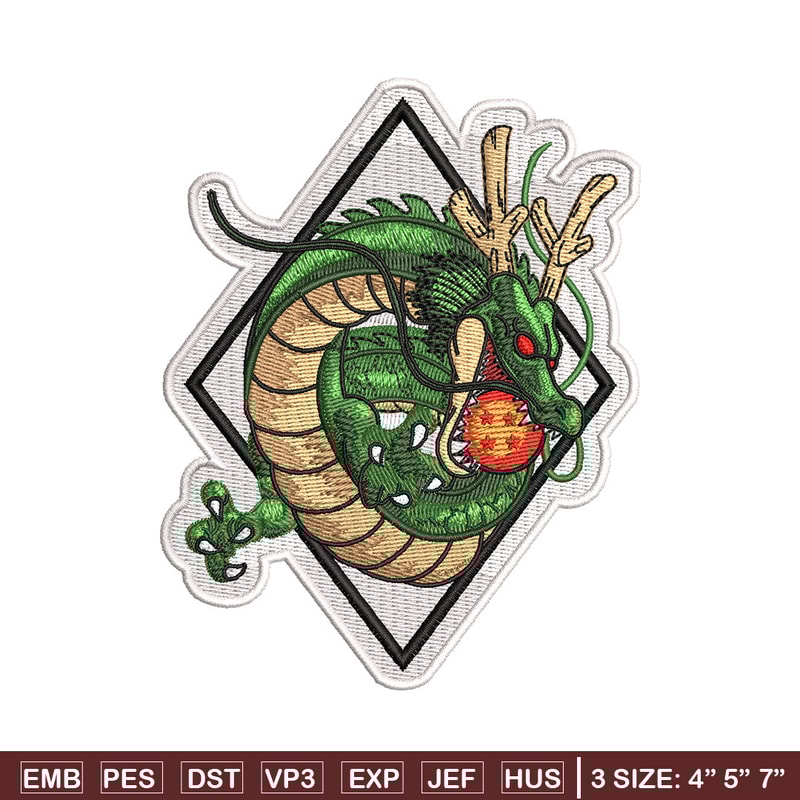 Shenron embroidery design, Dragonball embroidery, Anime design, Embroidery shirt, Embroidery file, Digital download.jpg
