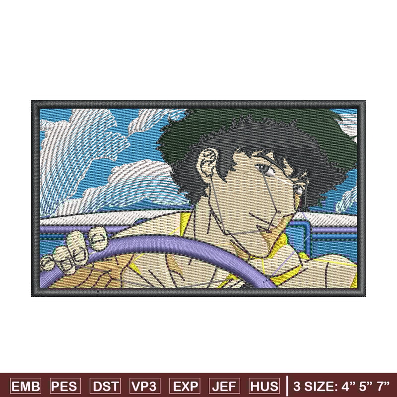 Spike box embroidery design, Cowboy bebop embroidery, Anime design, Embroidery shirt, Embroidery file, Digital download.jpg