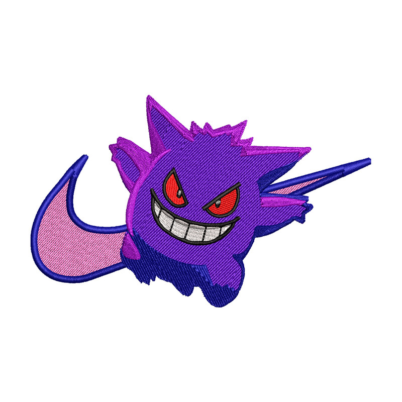 Gengar Nike embroidery design, Pokemon embroidery, nike design, anime design, anime shirt, Digital download.jpg