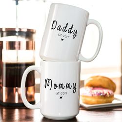 baby shower gift, baby announcement, birth announcement, new baby gift, large mug, dad mug, gift for new mom, mom and da