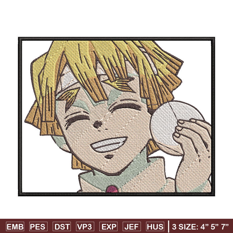 Zenitsu smile embroidery design, Zenitsu embroidery, Anime design, Embroidery shirt, Embroidery file, Digital download.jpg