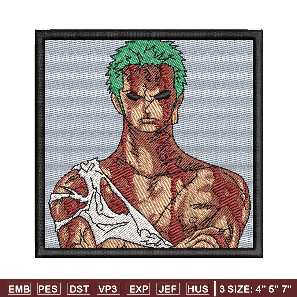 Zoro blood embroidery design, One piece embroidery, Anime design, Embroidery shirt, Embroidery file, Digital download.jpg