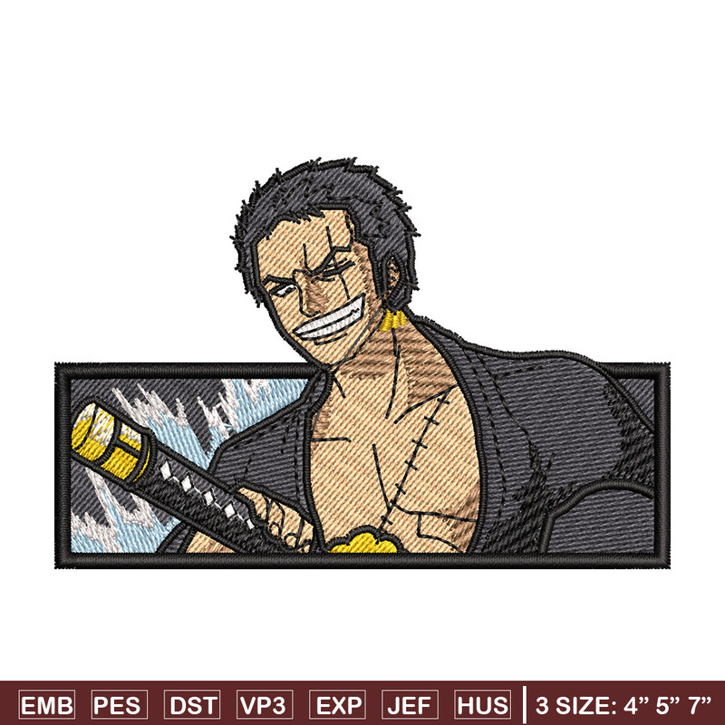 Zoro box embroidery design, One piece embroidery, Anime design, Embroidery shirt, Embroidery file, Digital download.jpg