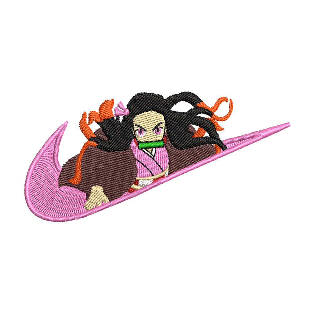 Nezuko kamado Nike embroidery design, Kimetsu no Yaiba embroidery, Nike design, anime design, Digital download.jpg