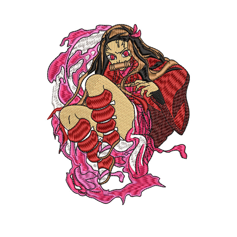 Nezuko power embroidery design, Kimetsu no Yaiba embroidery, embroidery file, anime design, Digital download.jpg