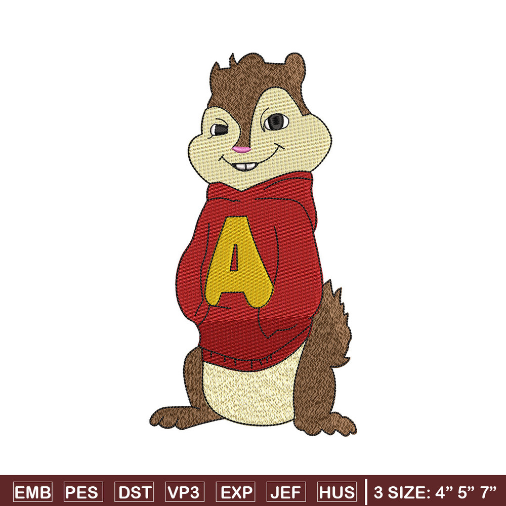 Alvin embroidery design, Chipmunks embroidery, Embroidery file, Embroidery shirt, Emb design, Digital download.jpg
