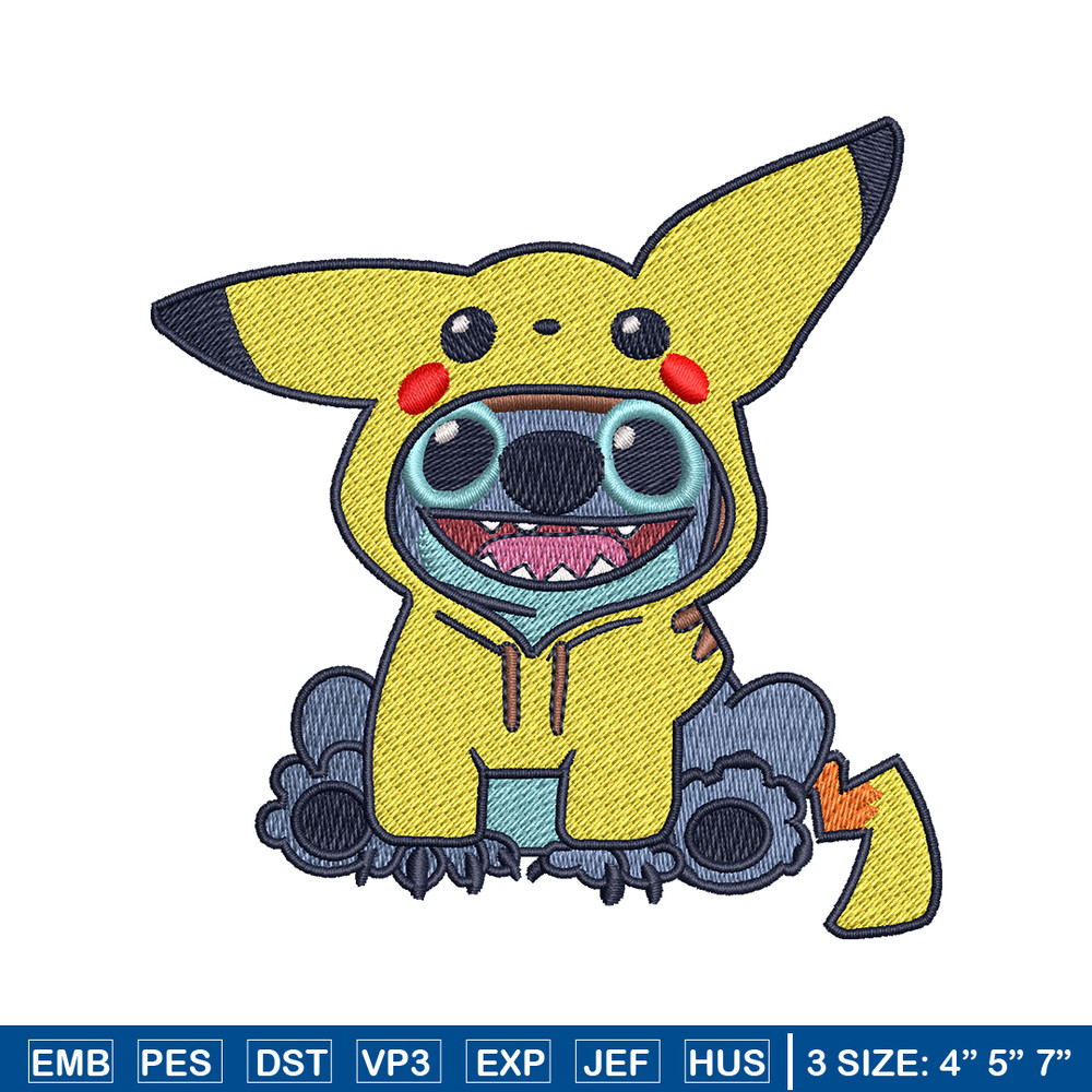 Stitch Pikachu logo embroidery design, Stitch Pikachu embroidery, Embroidery shirt, logo design, Instant download.jpg