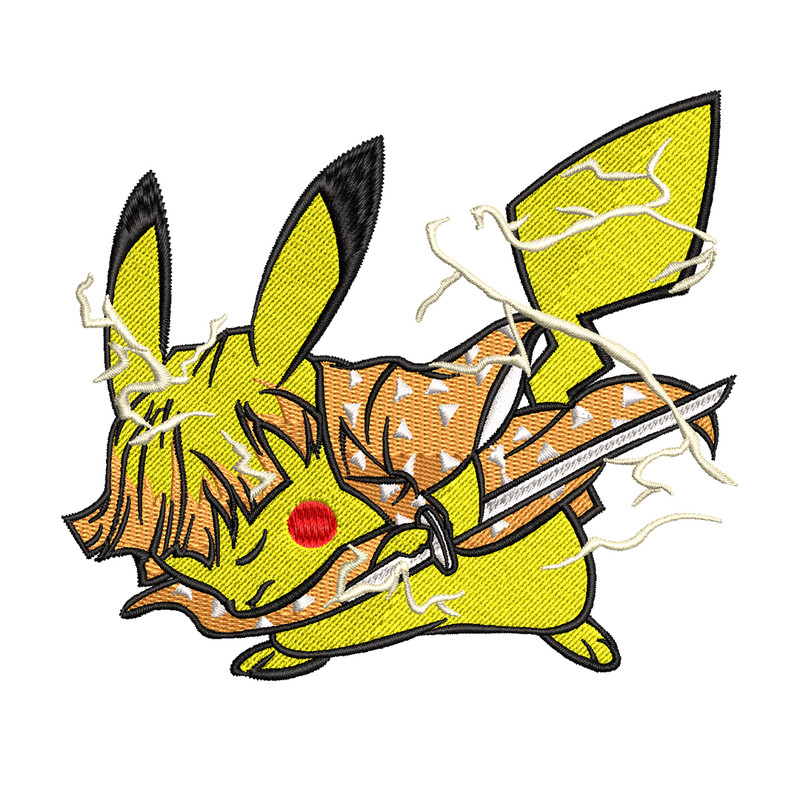 Pikachu Zenitsu embroidery design, Pokemon embroidery, embroidery file, anime design, anime shirt, Digital download.jpg