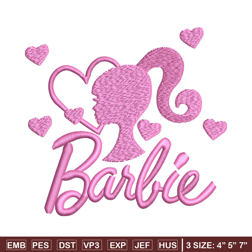 Barbie pink embroidery design, Barbie embroidery, Embroidery file, Embroidery shirt, Emb design, Digital download.jpg