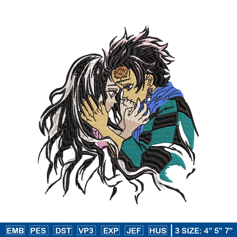 Tanjiro and Nezuko kamado embroidery design, Kimetsu no Yaiba embroidery, anime design, anime shirt, Digital download.jpg