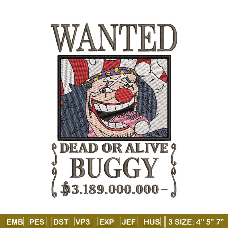 Bounty buggy embroidery design, One piece embroidery, Anime design, Embroidery shirt, Embroidery file,Digital download.jpg