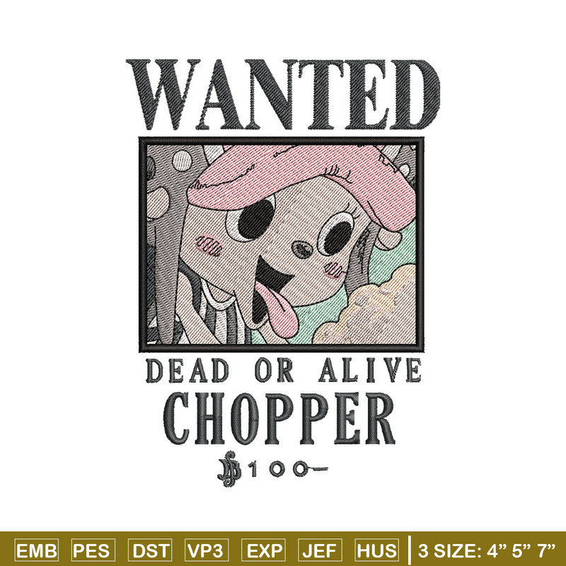 Bounty chopper embroidery design, One piece embroidery, Anime design, Embroidery shirt, Embroidery file,Digital download.jpg