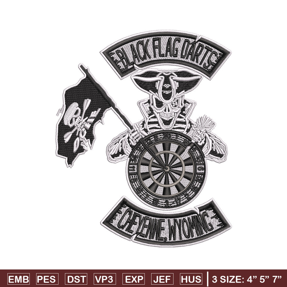 Black Dart Flag embroidery design, Priate embroidery, Embroidery file, Embroidery shirt, Emb design, Digital download.jpg