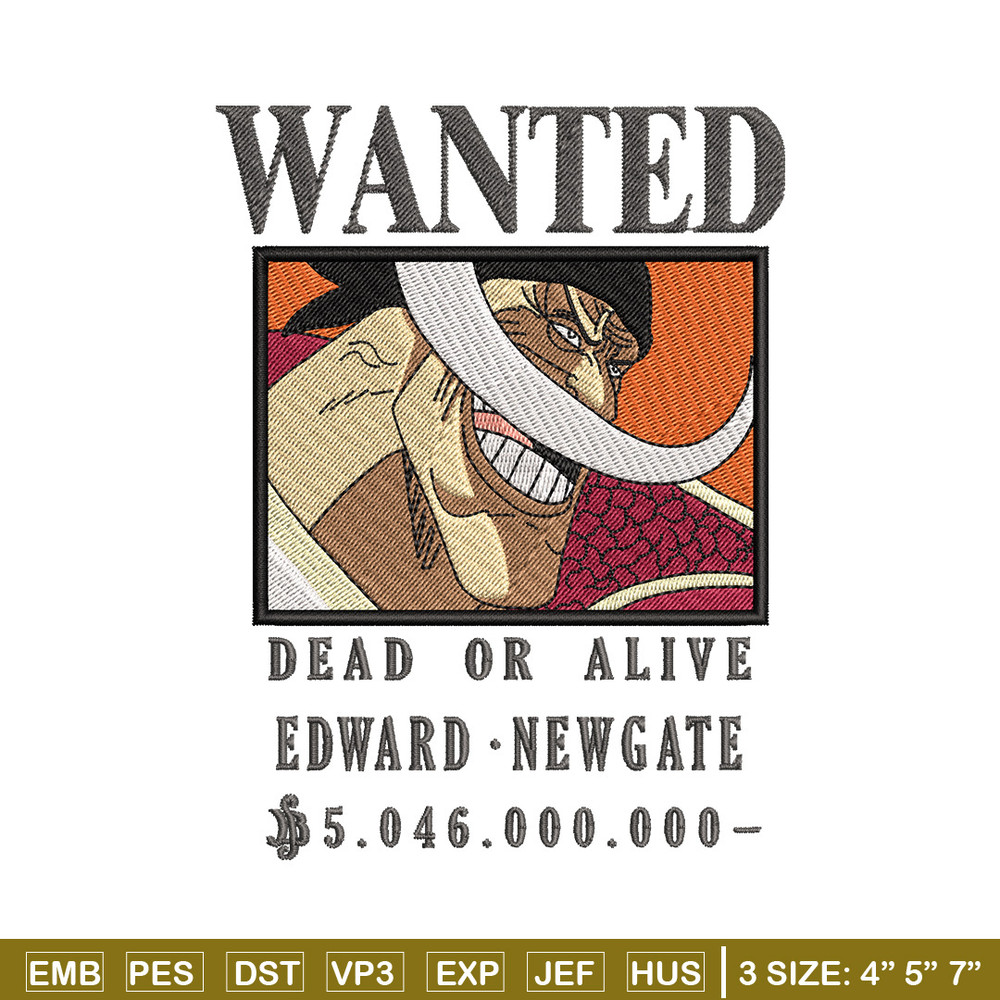 Bounty newgate embroidery design, One piece embroidery, Anime design, Embroidery shirt, Embroidery file,Digital download.zip.jpg
