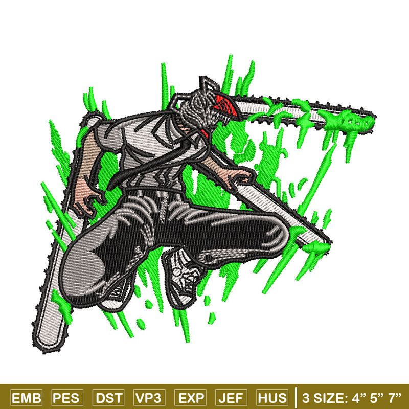 Chainsaw embroidery design, Chainsaw man embroidery, Anime design, Embroidery shirt, Embroidery file, Digital download.jpg