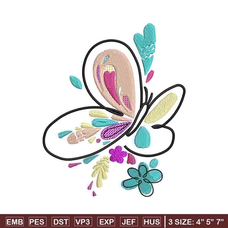 Butterfly color embroidery design, Butterfly embroidery, Embroidery file, Embroidery shirt, Emb design, Digital download.jpg