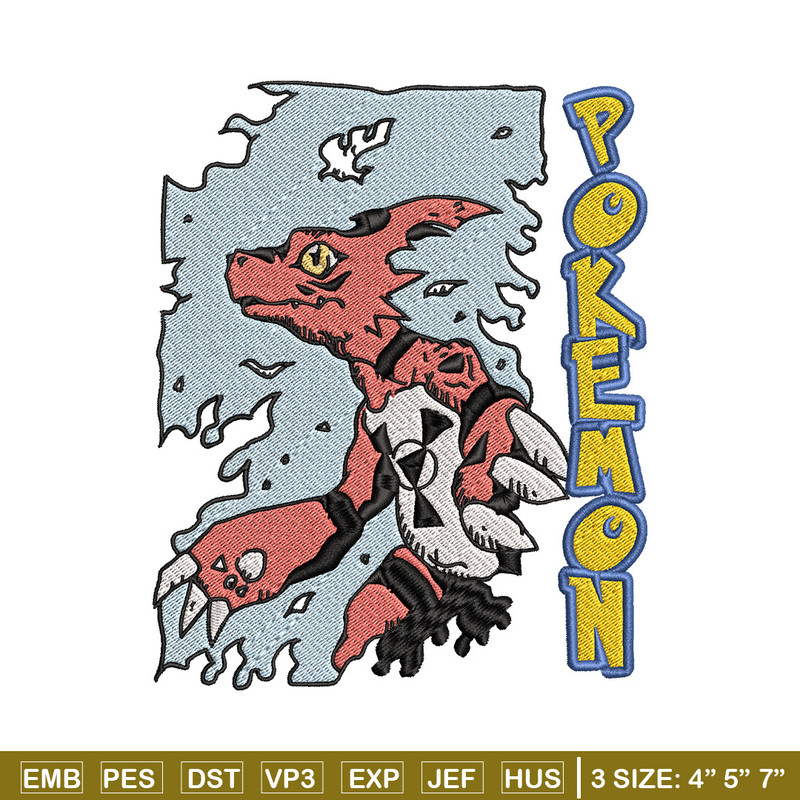 Charmeleon embroidery design, Pokemon embroidery, Anime design, Embroidery file, Digital download, Embroidery shirt.jpg