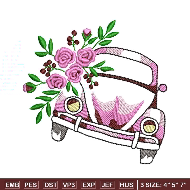 Car flower embroidery design, Car embroidery, Embroidery file, Embroidery shirt, Emb design, Digital download.jpg