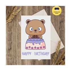 printable happy birthday card, happy birthday card, instant download png pdf 5x7
