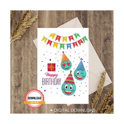 happy birthday printable card / instant download pdf / card template