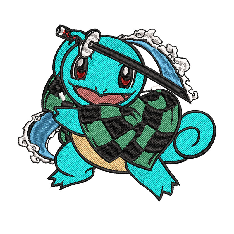 Squirtle Tanjiro embroidery design, Pokemon embroidery, embroidery file, anime design, anime shirt, Digital download.jpg
