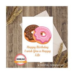 happy birthday printable card / instant download pdf /cute floral wreath card template | digital download
