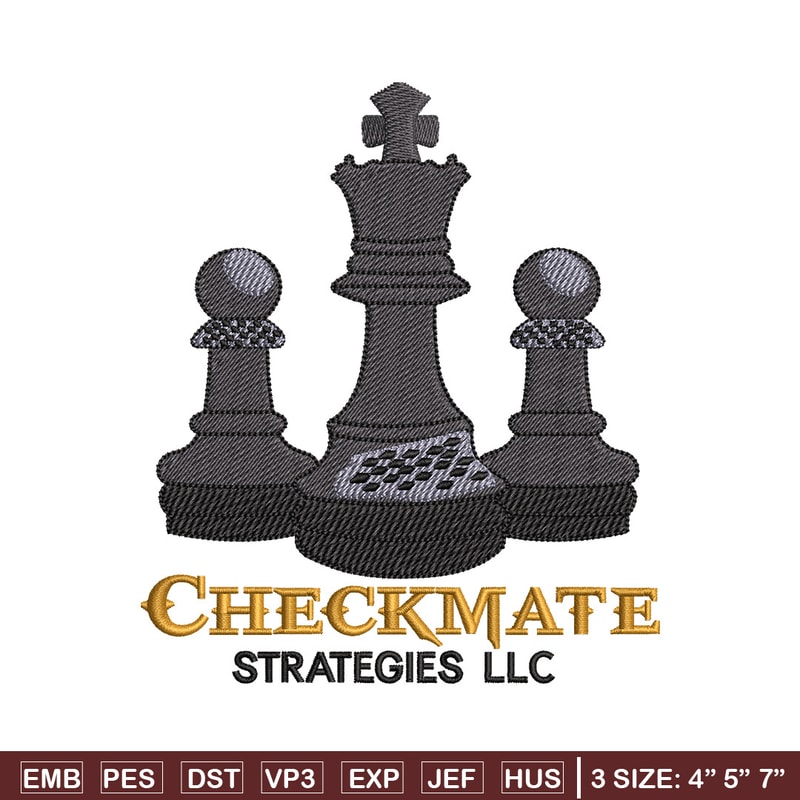Check mate embroidery design, Chess embroidery, Embroidery file, Embroidery shirt, Emb design, Digital download.jpg
