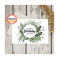 happy birthday printable card instant download jpg pdf card template