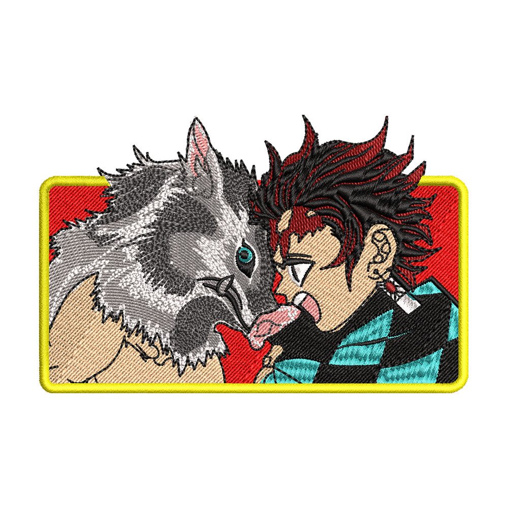 Tanjiro and Inosuke embroidery design, Kimetsu no Yaiba embroidery, anime design, anime shirt, Digital download.jpg
