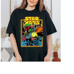 star wars boba fett bounty hunter comic book cover t-shirt, boba fett tee, disney star wars matching family shirt, magic
