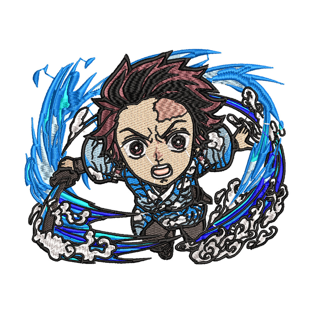 Tanjiro fire breathing chibi embroidery design, Kimetsu no Yaiba embroidery, anime design, anime shirt, Digital download.jpg